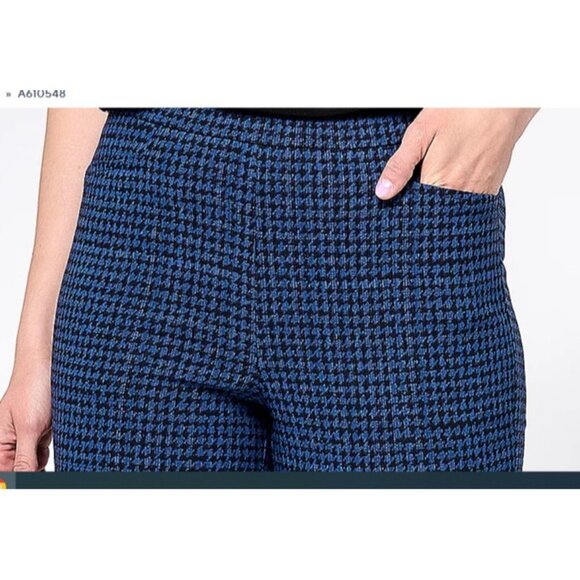 Susan Graver Printed Textured Woven Ankle Pants Royal/Navy Plus 24 A610548 - Picture 2 of 2